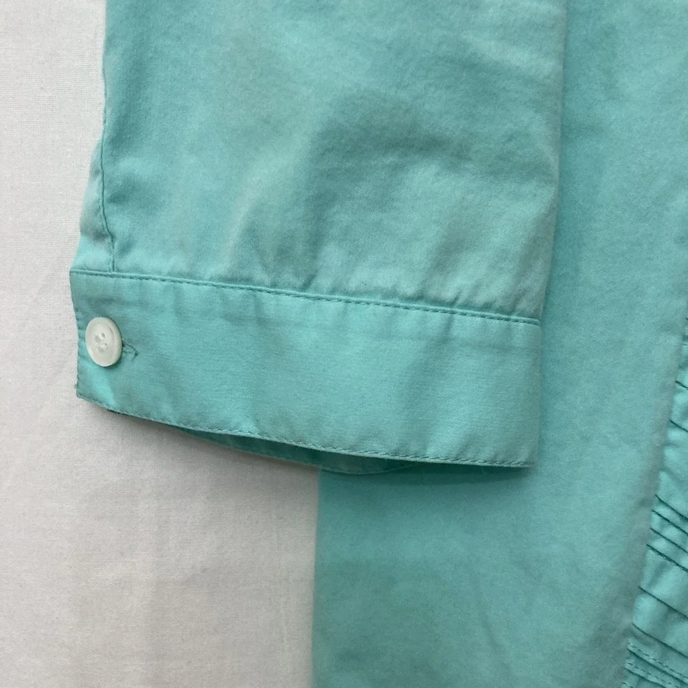 Lafayette 148 Turquoise Chevron Pattern Long Sleeve Button-Up Top -‎ SZ 8 - Picture 4 of 11